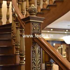 Elegant Brass Wood Railings for Contemporary Homes No-2496