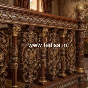 Brass Wood Staircase Design for Luxury Villas No-2501