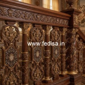 Stylish Brass Wood Railings with Artistic Finish No-2504