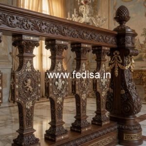 Premium Brass Wood Staircase Handrails No-2512