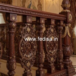 Stylish Brass Wood Stair Railings with Modern Look No-2523