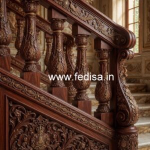Luxury Brass Wood Balcony Safety Fence No-2524
