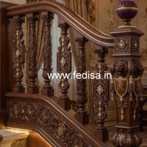 Luxury Brass Wood Staircase Side Rails No-2532