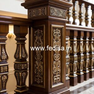 Luxury Brass Wood Handrails with Artistic Design No-2542