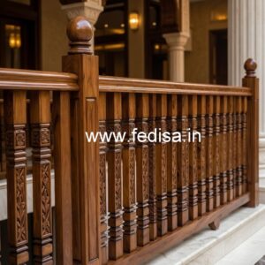 Modern Brass Wood Balcony Railings with Artistic Touch No-2566