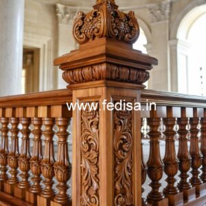 Decorative Brass Wood Handrails with Glass Panels No-2572