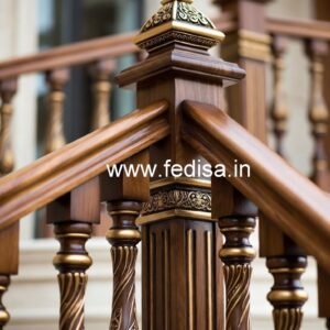 Luxury Brass Wood Staircase Design Collection No-2574