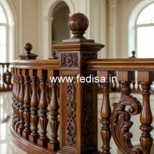 Elegant Brass Wood Balcony Safety Railings No-2576
