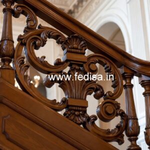 Premium Brass Wood Balcony Railings with Rich Finish No-2581