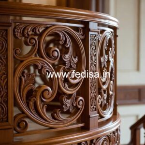 Luxury Brass Wood Balcony Design with Glass No-2585