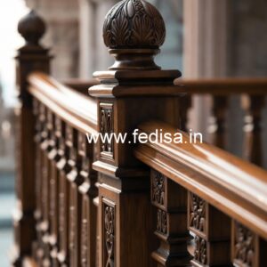 Modern Brass Wood Balcony Handrails with LED Lights No-2588