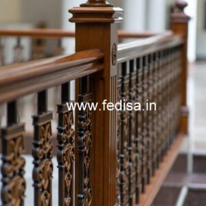 Modern Brass Wood Staircase Railings with Golden Touch No-2595