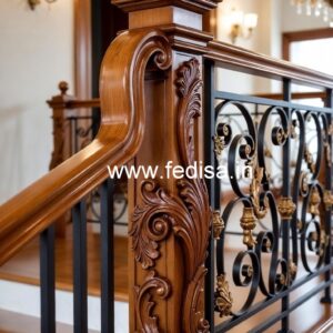 Stylish Brass Wood Staircase Fence Collection No-2598
