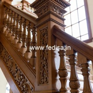 Stylish Brass Wood Balcony Design for Homes No-2613