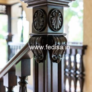 Elegant Brass Wood Railings with Decorative Pattern No-2632