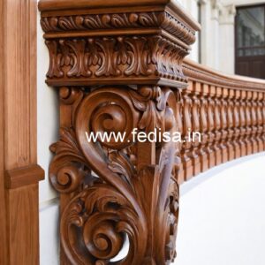 Elegant Brass Wood Railings for Balcony Design No-2644