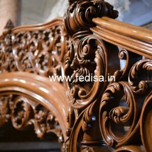 Stylish Brass Wood Stair Railings with Artistic Design No-2655
