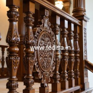 Elegant Brass Wood Balcony Safety Railings Collection No-2674