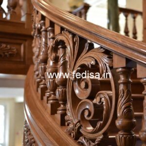Decorative Brass Wood Stair Railings Collection No-2676