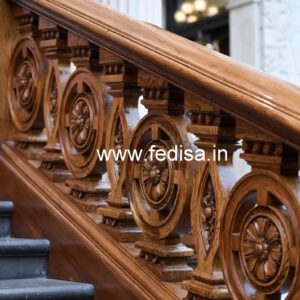 Luxury Brass Wood Staircase Fence with Glass No-2689