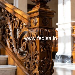 Premium Brass Wood Staircase Railings with Elegant Finish No-2693