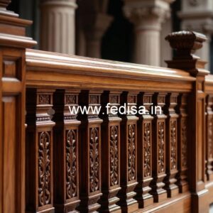 Modern Brass Wood Stair Railing Design No-2702