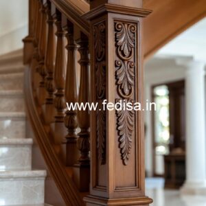 Luxury Brass Wood Balcony Railing Design No-2704
