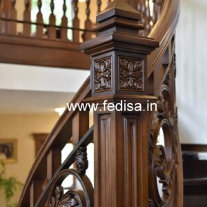 Modern Brass Wood Staircase Design No-2709