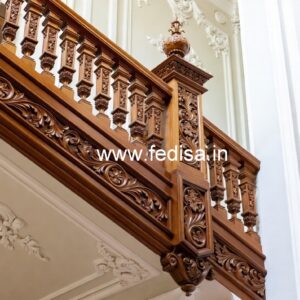 Brass Wood Railing with Glass Panels No-2718