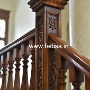 Brass Wood Staircase Banister Design No-2721