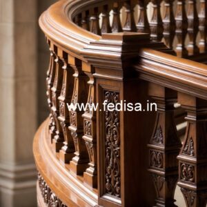 Decorative Brass and Wood Balcony Railings No-2722