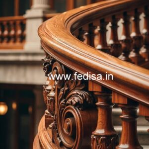 Modern Brass Wood Balcony Design No-2729