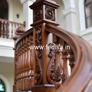 Brass Wood Stair Railings with LED Lights No. 2730
