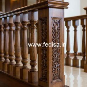 Stylish Brass Wood Railings with Glass No-2744