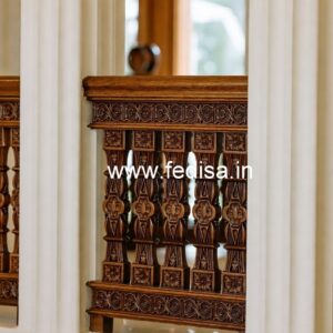 Brass Wood Staircase Side Railing Design No-2750
