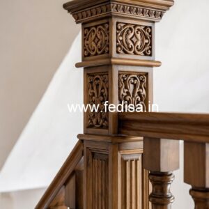 Modern Brass Wood Stair Railings with Glass No-2765