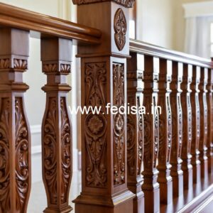 Luxury Brass Wood Balcony Railings with Glass No-2793