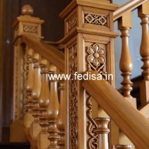 Brass Wood Staircase Design for Luxury Villas No-2801