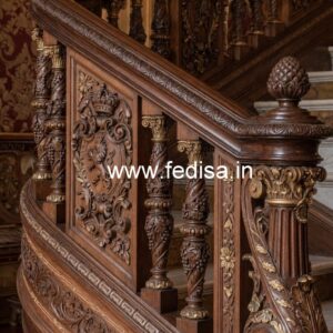 Modern Brass Wood Balcony Handrail Collection No-2816