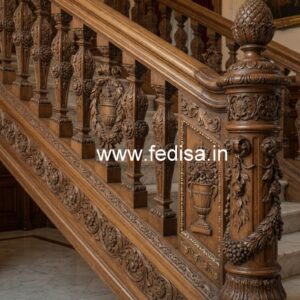Stylish Brass Wood Stair Railings with Modern Look No-2823