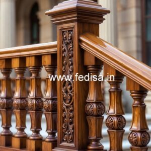 Premium Brass Wood Balcony Handrails No-2830