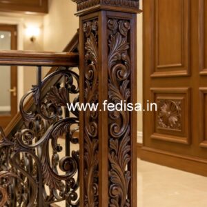 Luxury Brass Wood Handrails with Artistic Design No-2842
