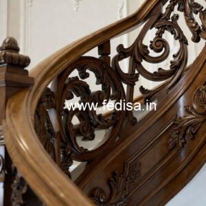 Premium Brass Wood Balcony Railings for Villas No-2848
