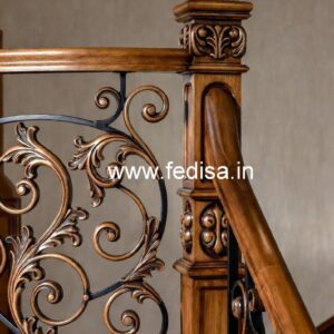 Premium Brass Wood Railings with LED Lights No-2857
