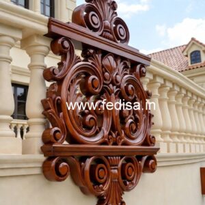 Decorative Brass Wood Handrails with Glass Panels No-2872