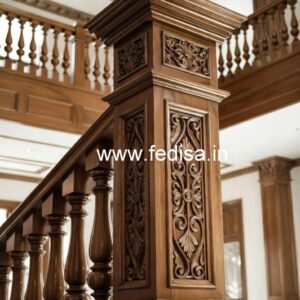 Luxury Brass Wood Balcony Design with Glass No-2885