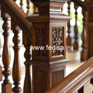 Stylish Brass Wood Staircase with Modern Finish No-2892
