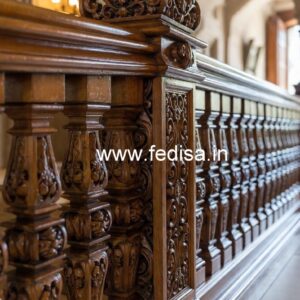 Modern Brass Wood Staircase Railings with Golden Touch No-2895