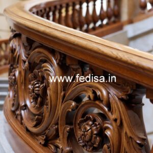 Decorative Brass Wood Interior Stair Railings No-2905