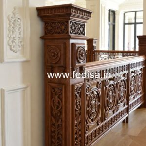 Elegant Brass Wood Railings for Balcony Design No-2944